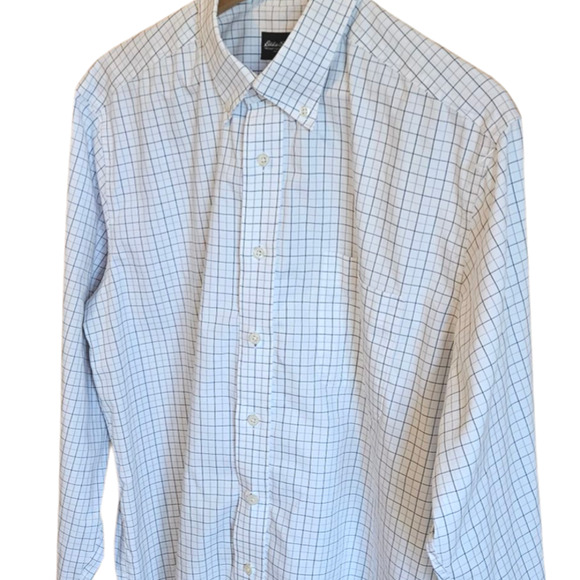 Eddie Bauer Plaid Button Down Wrinkle Free Relaxed Shirt White Men's Large Tall - Picture 2 of 7